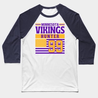 Minnesota Vikings Hunter 99 American Flag Football Baseball T-Shirt